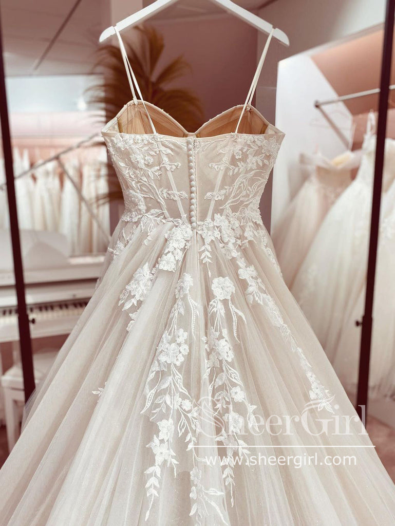 Corset Bodice Spaghetti Straps A Line Wedding Dress AWD1869 SheerGirl Corset Bodice Spaghetti Straps A Line Wedding Dress AWD1869 SheerGirl