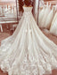 Vestido de novia de línea A con tirantes finos y corpiño con corsé AWD1869 