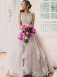 Crossed Back Straps Ball Gown Layered Organza Wedding Dress AWD1601-SheerGirl