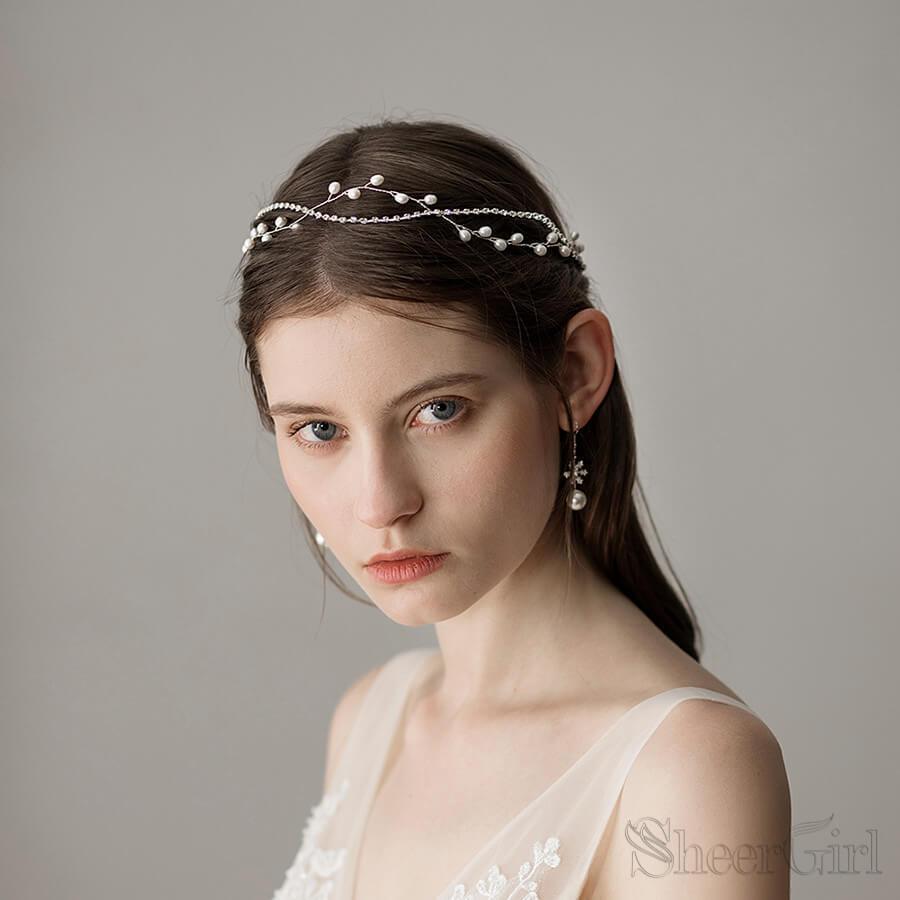 Crystals Bridal Headband with Pearls ACC1090-SheerGirl