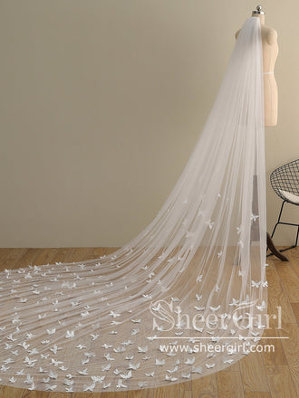 Cute Butterfly Cathedral Veil Bridal Veil Wedding Veil ACC1191-SheerGirl
