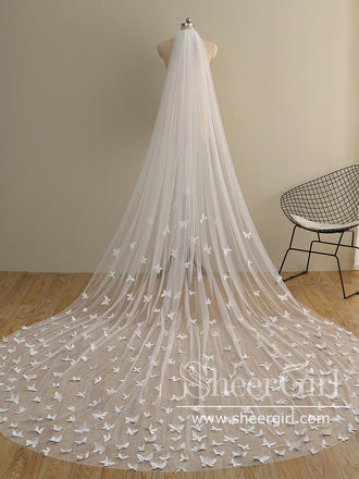 Cute Butterfly Cathedral Veil Bridal Veil Wedding Veil ACC1191-SheerGirl