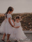 Lindo vestido de bebé blanco marfil de manga corta con espalda abierta vestidos de niña de flores ARD1825 