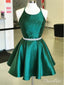 Tmavě zelené šaty pro návrat domů, levné krátké šaty na ples ARD1319 