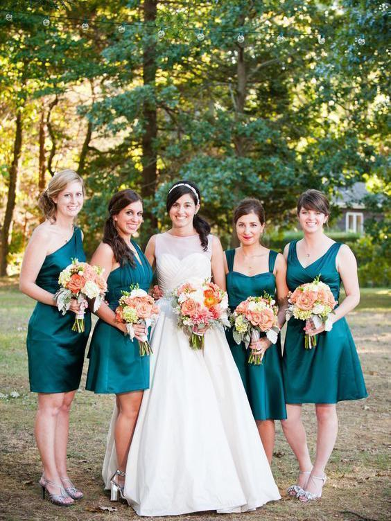 Dark Green Short Mismatched Bridesmaid Dresses Knee Length Cheap Bridesmaid Dresses ARD1141-SheerGirl