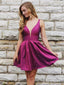 Tmavě purpurová Jednoduché šaty pro návrat domů Špagetový pásek Saténové maturitní šaty ARD1696 