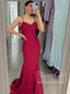 Tmavě červená mořská panna saténové plesové šaty pouzdrové společenské šaty večerní šaty ARD2929