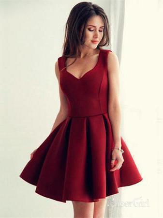 Dark Red Mini Homecoming Dresses Cheap Simple Short Graduation Dress ARD1506-SheerGirl