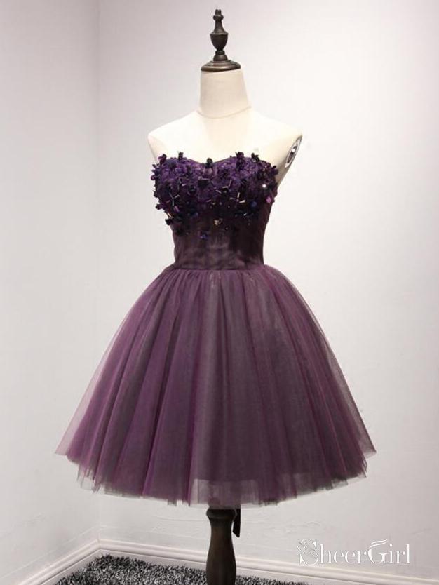 Deep Purple Sweetheart Homecoming Dresses Beaded Top Homecoming Dress ARD1518-SheerGirl