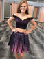 Deep Purple Two Piece Homecoming Dresses Crop Top Ombre Sequin Skirt ARD1467