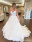Deep Sweetheart Tulle Wedding Gown with Lace Bodice Spaghetti Straps Court Train Wedding Dress AWD1664