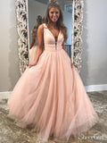 Deep V-Neck Long Beaded Prom Dresses 2019 Sparkly Party Dress APD3386-SheerGirl