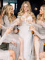 Deep V Neck Sparkly Sequins High Slit Charming Bridesmaids Dresses ARD2484