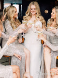 Deep V Neck Sparkly Sequins High Slit Charming Bridesmaids Dresses ARD2484-SheerGirl