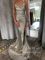 Třpytivé plesové šaty Mořská panna s hlubokým výstřihem do V s postranním rozparkem ARD2623 