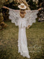Deep V Neckline Rustic Batwing Sleeves Wedding Dresses Sheath Mermaid Boho Wedding Dresses AWD1804