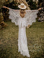 Deep V Neckline Rustic Batwing Sleeves Wedding Dresses Sheath Mermaid Boho Wedding Dresses AWD1804