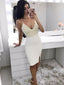 Deep V-neck Spaghetti Strap Pearl Beaded Homecoming Dresses Bodycon Cocktail Dresses apd2629