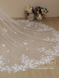 Delicated Flower Lace Cathedral Veil Bridal Veil Wedding Veil ACC1189-SheerGirl