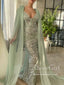 Detachable Cape Sleeves Sequins Mermaid Prom Gown with V Neck ARD2698