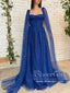 Detachable Cape Sleeves Sparkly Prom Gown with Sweetheart Neck Long Prom Dress ARD2697