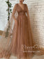 Detachable Cape Sparkly Prom Gown with V Neck Long Prom Dress ARD2692