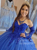 Detachable Long Sleeves Sweetheart Neckline Sparkly Quinceanera Dresses Sequins Ball Gown Prom Dresses ARD2842-SheerGirl