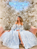 Detachable Puff Sleeve Prom Dress Tulle Long Evening Dresses ARD2678-SheerGirl