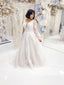 Detachable Puff Sleeves Deep V Neck A Line Lace Wedding Dress AWD1792