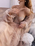 Detachable Puff Sleeves Sweetheart Neck Ball Gown Floor Length Wedding Dress AWD1827-SheerGirl