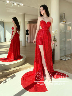 Detachable Train Sparkly Prom Dress Sweetheart Neck Party Dress Homecoming Dress ARD2878-SheerGirl