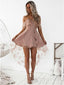 Dusty Pink Off The Shoulder Homecoming Dress Sheer Lace Formal Dresses ARD2427