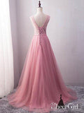 Dusty Rose Beaded Prom Dresses Long Tulle Lace Up Princess Quinceanera Dress ARD1049-SheerGirl