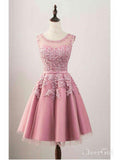 Dusty Rose Homecoming Dresses See Through Back Lace Applique Hoco Dress ARD1310-SheerGirl
