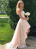 Elegant 3D Flowers Lace Prom Dresses High Low Formal Dresses ARD2302-SheerGirl