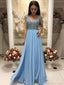 Elegant A-Line Beaded Lace Prom Dresses With Cap Sleeves ARD2190