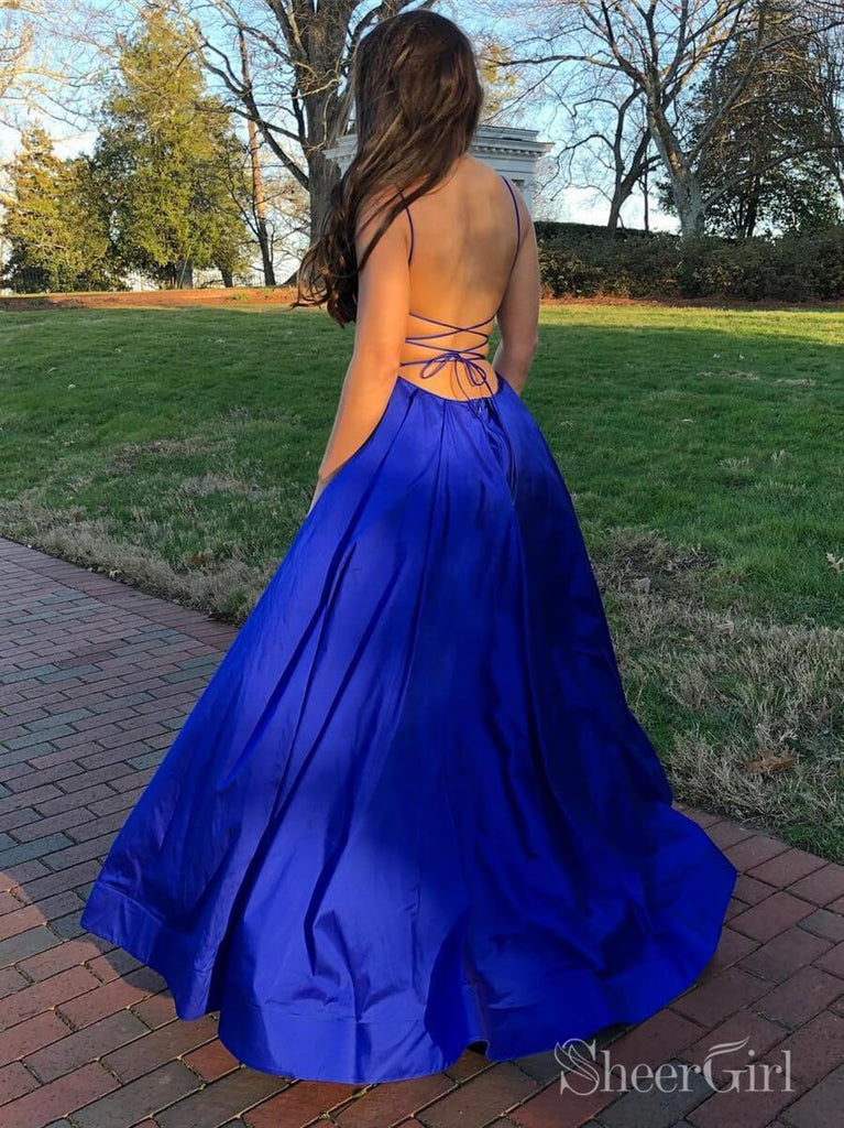Elegant A-line Long Prom Dresses Royal Blue Prom Gowns ARD2066-SheerGirl