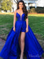Elegantní dlouhé plesové šaty áčkové Královské modré plesové šaty ARD2066 