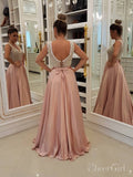 Elegant Blush Pink Long Prom Dresses Unique Pearls Bodice Formal Dress ARD2093-SheerGirl