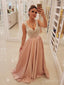 Elegant Blush Pink Long Prom Dresses Unique Pearls Bodice Formal Dress ARD2093