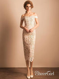 Elegant Mid Length Sheath Formal Dresses Off the Shoulder Cocktail Dress ARD1552-SheerGirl
