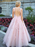 Elegant Pink Ball Gown Prom Dresses With Lace Appliques ARD2192-SheerGirl