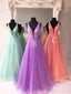 Elegant V-neck Long Prom Dresses Tulle Formal Prom Dresses ARD2316