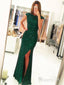 Vestidos de fiesta de sirena con espalda abierta y lentejuelas verde esmeralda con abertura APD2172