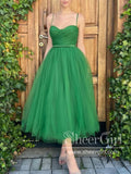 Emerald Green Tea Length Tulle Prom Dress Homecoming Dresses ARD2841-SheerGirl