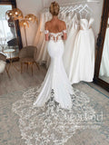 Exquisite Off the Shoulder Mermaid Bridal Gown with Scalloped Lace Train Wedding Dress AWD1912-SheerGirl