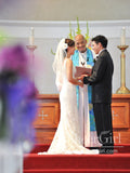 Fancy Mermaid Wedding Gown with Vintage Lace Sweep Train AWD1741-SheerGirl