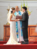 Fancy Mermaid Wedding Gown with Vintage Lace Sweep Train AWD1741-SheerGirl