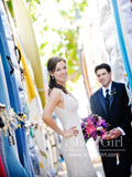 Fancy Mermaid Wedding Gown with Vintage Lace Sweep Train AWD1741-SheerGirl