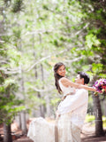 Fancy Mermaid Wedding Gown with Vintage Lace Sweep Train AWD1741-SheerGirl